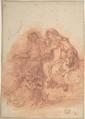 Saint Agnes and a Female Saint, Anonymous, Italian, Roman-Bolognese, 17th century  Italian, Red chalk, stumped