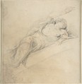 Reclining Figure, Anonymous, Italian, Roman-Bolognese, 17th century Italian, Black and red chalk on cream paper