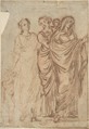 Group of Women, Anonymous, Italian, 17th or 18th century  Italian, Pen and bistre, over red chalk