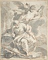 Angel Appearing to an Old Man, Anonymous, Italian, 18th century  Italian, Red chalk and gray wash