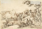 Rustic Scene (recto); Landscape (verso), Anonymous, Italian, 17th century, Pen and brown ink