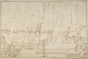 Venetian Scene, Anonymous, Italian, Venetian, 18th century Italian, Pen and brown ink, washed