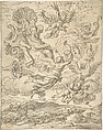 Juno, Anonymous, Italian, 18th century  Italian, Pen and gray ink, brush and brown wash, over traces of black chalk on cream laid paper.  Framing outline in pen and brown ink