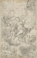 Design for a Ceiling Painting, Anonymous, Italian, 18th century  Italian, Black chalk; squared (with numbers along left border) in black chalk