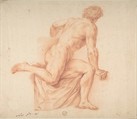 Nude Study, Anonymous, Italian, 18th century  Italian, Red chalk