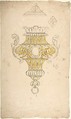 Design for Hanging Vase or Lamp, Anonymous, Italian, 18th century Italian, Ink and yellow