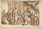 Moses Trampling on Pharaoh's Crown, Anonymous, Italian, Venetian, 18th century Italian, Pen and bistre, brush and brown wash