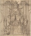 Drawing for a Palace Decoration, Anonymous, Italian, 18th century Italian, Pen and brown ink, brush and brown wash