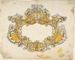 Rococo Cartouche with Cherubs, Anonymous, Italian, 18th century  Italian, Ink and yellow