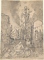 The Assumption of the Virgin with the Five Joyful Mysteries of the Rosary, Georg Pecham  German, Pen and black ink and gray wash