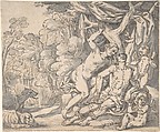 The Death of Adonis, Johann König German, Pen and black ink, brush and gray wash. Framing line in pen and black ink.