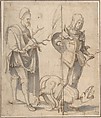 Saint Eustace and Saint George, Hans Süss von Kulmbach (German, Kulmbach ca. 1480–1522 Nuremberg), Pen and brown ink, brush and gray wash