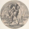 Aeneas Rescues his Father from Burning Troy, Rudolf Meyer Swiss, Pen and black ink, gray wash