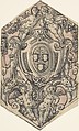 Design for a Coat of Arms with Putti holding Garlands, Tobias Stimmer Swiss, Pen and black ink, brush and gray and rose wash.