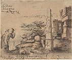 Allegory of the Transience of Life, Christian Richter  German, Pen and ink, brush and brown, blue and pink wash, heightened with white gouache