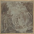 Baptism of Christ, Hans Rottenhammer I German, Pen and brown ink, brush and brown wash