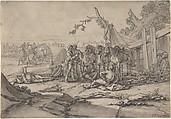 Cavalry Men at Rest, Georg Philipp Rugendas  German, Pen and gray ink, brush and brown wash