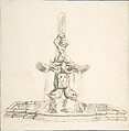Bernini's Fountain of "Il Tritone," Piazza Barberini, Rome, Anonymous, Italian, 18th century  Italian, Pen and brown ink, brush and gray wash, over graphite