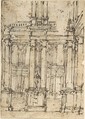 Architectural Drawing, Anonymous, Italian, 18th century  Italian, Pen and black ink over traces of black chalk, on cream paper