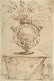 Vase of Flowers on a Table, Anonymous, Italian, 17th or 18th century  Italian, Pen