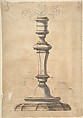 Candlestick with Three Branches, Anonymous, Italian, 18th century, Pen and brown ink, gray and brown washes, over graphite