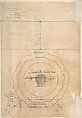 Candlestick with Three Branches, Anonymous, Italian, 18th century, Pen and brown ink, gray and brown washes, over graphite