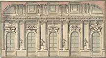 Wall Elevation and Interior, Anonymous, Italian, 18th century Italian, Pen and ink and wash