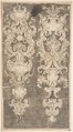 Two Designs for Wall Decorations on a Hatched Ground, Anonymous, Italian, 18th century Italian, Pen and maroon and dark brown ink over chalk