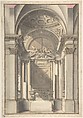 Interior of a Chapel, Anonymous, Italian, 18th century Italian, Pen and ink with gray, brown and pink wash