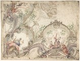 Design for a Ceiling Decoration with Chinoiserie Scenes, Anonymous, Italian, 18th century  Italian, Watercolor
