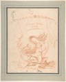 Drawing for Title-Page with Amorini Riding a Dolphin, Anonymous, Italian, 18th century  Italian, Red chalk