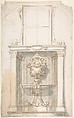 Drawing for a Wall-Decoration, Anonymous, Italian, 18th century, Pen and brown ink, brush with brown and gray wash, over black chalk? on cream laid paper. Fragments of framing lines in pen and brown ink.  Irregular format: top and bottom arched