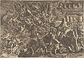 The Trojans repulsing the Greeks, Giovanni Battista Scultori (Italian, 1503–1575), Engraving