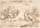 Allegory of Art and Knowledge with the Coat-of-Arms of Hans Wilpert Zoller, Mathais Füssli the Youngest Swiss, Pen and brown ink, brush and brown wash