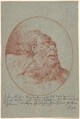 Head of a Bearded Man Looking Right, Mathais Füssli the Youngest (Swiss, Zurich 1671–1739 Zurich), Red chalk and gouache (oxidized)