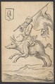 Acorn Knave: A Man Astride a Swine, Johannes Brandenberg (Swiss, Zug 1661–1729 Zug), Pen and black ink