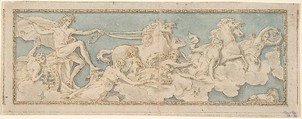 Wall or Ceiling Decoration with a Young Man (Phaeton?) in a horse-drawn Chariot, Anonymous, Italian, 18th century  Italian, Pen