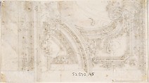Designs for an Overdoor Decoration (recto); Various Sketches (verso), Anonymous, Italian, Bolognese, 18th century, Pen and brown ink, brush and wash, over black chalk (recto); black chalk (verso)