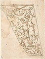 Design for the Decorated Panel of a Carriage, Anonymous, Italian, 18th century  Italian, Pen and brown ink, brush and brown wash, over black chalk