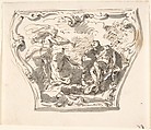 Design for a Decorated Panel of a Carriage, Anonymous, Italian, 18th century  Italian, Pen and brown ink, brush and gray wash