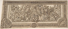 Design for the Trompe L'Oeil Decoration of a Ceiling, Anonymous, Italian, 18th century  Italian, Pen and ink and brown wash