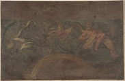 Allegorical Figures of Time and Death, Anonymous, Italian, 18th century  Italian, Oil paint on paper