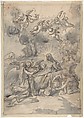 Christ Surrounded by Angels, Anonymous, Italian, Venetian, 18th century Italian, Pen and brown ink, brush and gray wash, over black chalk, on cream laid paper