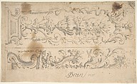 Two Designs for Floral Panels of Ornament, Anonymous, Italian, Piedmontese, 18th century  Italian, Pen and brown ink, brush and gray wash, over traces of leadpoint or graphite, with ruled construction; framing outlines in pen and brown ink