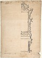 One Half of a Design for a Wall with a Panel or a Mirror, Anonymous, Italian, Piedmontese, 18th century  Italian, Pen and black ink, brush and gray wash, over leadpoint or graphite, with ruled and compass construction