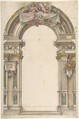 Design for the Entrance to a Chapel, Anonymous, Italian, Piedmontese, 18th century  Italian, Pen and gray ink, brush and watercolor, over leadpoint; scale at bottom in pen and gray ink