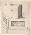 Perspectival Drawing of a Column Base with Cube, Peter Flötner (German, Thurgau 1485–1546 Nuremberg), Pen and black ink, brush and gray wash