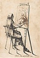 A Painter at his Easel, Hans Caspar Nüscheler (Swiss, Zurich 1615–1652 Zurich), Pen and black ink, brush and brown wash over graphite