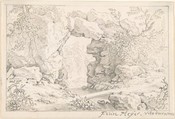 Landscape with a Natural Arch and a Waterfall, Felix Meyer (Swiss, Winterthur 1653–1713 Wyden), graphite