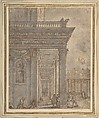 A Temple in a Courtyard (Pool of Bethesda), Adam Elsheimer (German, Frankfurt 1578–1610 Rome), Pen and brown ink, brush and gray wash